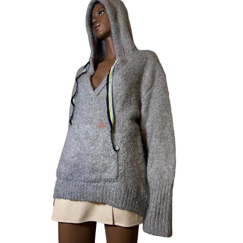 BDG brushed knit hoodie sweatshirt wool blend with colorful drawstrings size S
